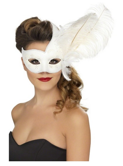 Benátska maska ​​Columbina - biela