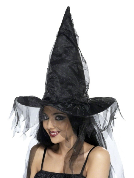 Čarodejnícky klobúk čierny - so sieťou